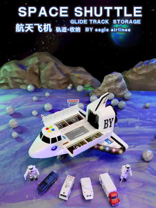 Mainan Pesawat Luar Angkasa Edukatif Terbaru dengan Trek Transformasi- Pesawat Inersia Penyimpanan & Jalur Transformasi dengan Lampu Musik untuk Anak Usia Dini
