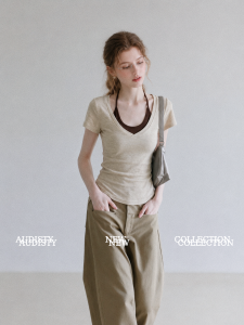 AUDISTY | Áo Thun Hai Mảnh V-Neck Halter Tay Ngắn Lyocell Chính Hãng Phù Hợp Mùa Hè Giúp Tăng Cường Lớp Đệm Cảm Giác Mát Mẻ Ôm Sát