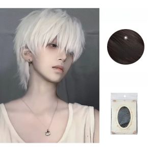 Mens Short Hair Wig Natural Handsome Boyish Feel Korean Style Cosplay Full Head Cover Daily Wear High Temperature Silk Hair