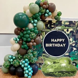 116Pcs A Set of Military Camouflage Army Themed Tank Car Foil Balloon Wreath Arch Set Birthday Party Outdoor Party Decoration