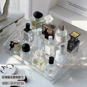 ชั้นวางของสำหรับเครื่องสำอางและน้ำหอม Acrylic Multi-Layer Transparent Display Organizer Desktop Makeup Storage Rack