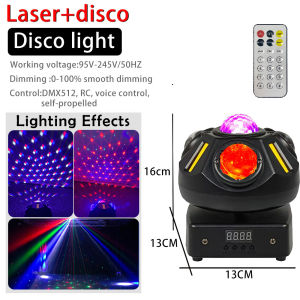 50W Disco Ball Lights LED Red Green Laser Remote Control DMX512 Stage Lights Strobe Wedding Christmas Day Ambient Lights