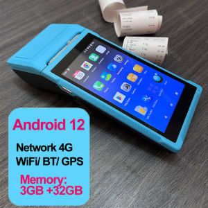 Soonpos Android 12 Handheld POS Terminal With 58mmThermal Receipt Printer 3G 4G WiFi GPS Bluetooth Smart Portable Cashier Mobile POS Machine Compatible With Food Panda Loyverse POS SRS OTA FeedMe POS System