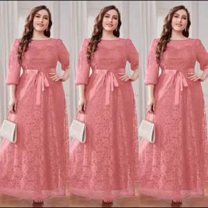 Kaixin002 Plus Size Lotus Pink Beaded And Rhinestone Embellished Lace Fabric Mermaid Formal Dress Elegant Evening Gown For Cocktail Party Prom Wedding Guest Dress For Graduation Dinner