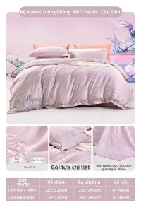 FUANNA (富安娜) | Bộ Đồ Chăn Ga Gối 4 Món Bằng Cotton Sợi Dài Cao Cấp
