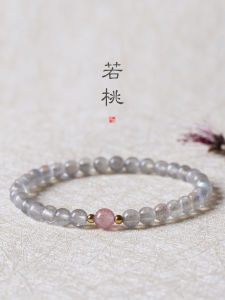 Original Design Natural Grey Moonstone Bracelet Attract Love Luck for Women Luxury Crystal Ultra-Thin Blue Light Ice Quality