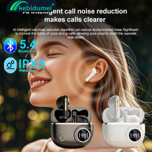 Kebidumei Bluetooth 5.4 Earphones TWS Wireless Headphones Mini Earbuds LED Display Gaming Headsets HiFi Stereo Noise Reduction Earphone