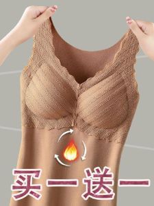 เสื้อกั๊กผ้าขนแกะหนาสำหรับผู้หญิงในฤดูใบไม้ร่วงและฤดูหนาว เสื้อชั้นในแบบมีแผ่นเสริมหน้าอก ทรงเข้ารูป ใส่ได้หลากหลาย ผ้าขนแกะหนา อบอุ่น