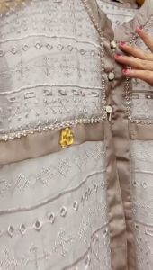 Mula Store - Gamis Organza Bordir Motif Bolong Mix Maxmara Silk M L XL XXL