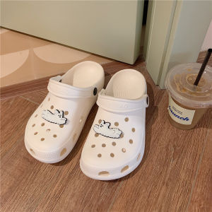INS Trendy Cute Head Cover Young Adult Cool Slippers Womens Summer Non Slip Soft Bottom Casual Student Outer Wear Beach Hole Shoes