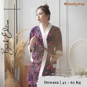 Kimono Handuk Dewasa Size (L/XL) / Motif Batik / Baju Handuk Wanita / Monodyshop