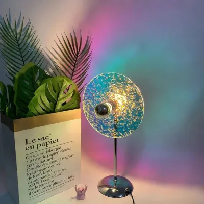 Bauhaus Style Creative Colorful Atmosphere Lampshade Floor Lamp Bedside Small Night Lamp Modern Minimalist Button Control LED Light