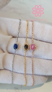 Rosenmarry/ข้อมือพลอยแบล๊คสตาร์ ซัฟฟายแท้ ตัวเรือนเงินแท้925 ชุบทอง พลอยแท้เสริมดวง  ของขวัญ  ข้อมือพลอยแท้ RB047