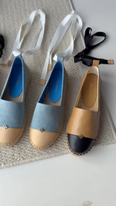 Leather small floral style fisherman style slip-on straw-covered leather casual womens shoes