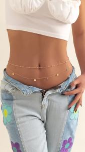 Dây Chuyền Bụng Nhiều Lớp Phong Cách Boho Tối Giản Dành Cho Nữ Trang Trí Sequin Hình Học Trang Sức Thời Trang Mùa Xuân Hè
