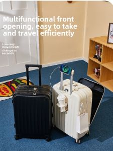 Front Opening Luggage Suitcase Fashionable Travel Bag for Men And Women with Handle Board on Board Charging Function 20 And 26 Inches