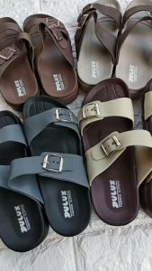 Sandal Pria Dewasa Karet Fashion Sendal Slipper Selop Slop Jelly Santai Jalan Keren - Hitam Abu - Panduan Size - Bahan Full Karet/Pylon - Elastis