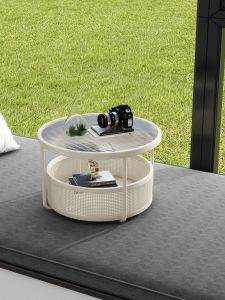 Tempered Glass Bedroom Bay Window Mini Tea Table Outdoor Balcony Low Table Light Luxury Floor Table Tatami round Table