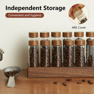 Coffee Bean Can Storage Container: Glass Display Rack Coffee Beans Divided Into Bottles Single Tube Storage Coffee Sealed Can