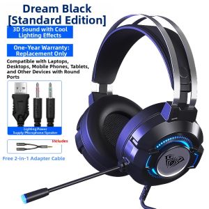 AULA | Wired Gaming Headset with Microphone for Desktop Laptop Phone and Tablet