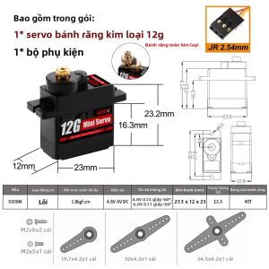 NEEBRC 12G Chống Nước Bánh Răng Kim Loại Kỹ Thuật Số Servo 1.8kgf.cm Mô-men Xoắn Cho Tỉ Lệ 1/24 RC Xe Máy Bay Trực Thăng Robot WLtoys Trục SCX24