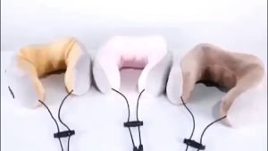 Gối Massage Vai Cổ Pin Sạc Chữ U Chất Liệu Gối Memory Foam Dùng Cho Xe Hơi Máy Bay Trong Nhà