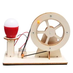 เครื่องกำเนิดไฟฟ้ามือหมุนไม้ DIY ของเล่นวิทยาศาสตร์สำหรับเด็ก ชุดอุปกรณ์ STEM เทคโนโลยี ฟิสิกส์ ของเล่นเสริมพัฒนาการสำหรับเด็ก