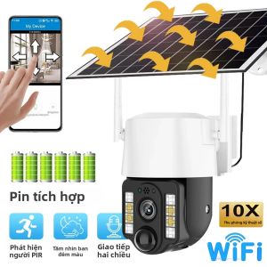 Camera An Ninh Ngoài Trời PTZ Chạy Bằng Pin Năng Lượng Mặt Trời 5MP WiFi Với Khả Năng Phát Hiện Con Người Tầm Nhìn Ban Đêm Màu Sắc Giám Sát Không Dây V380 Pro