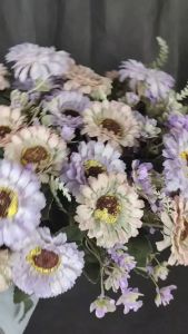 Bunga Garbera Panca Warna Cabang 6 - bunga Imitasi artificial kain untuk dekorasi kamar dekorasi rumah dan dekorasi wedding atau dekorasi pelaminan dekorasi cafe Import premium termurah artifisial palsu kain