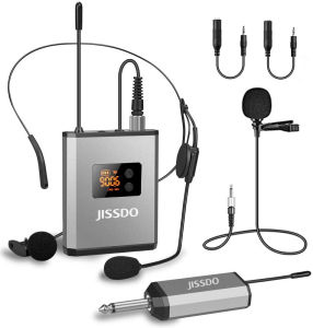 Lavalier Lapel Wireless Headset Microphone Clip On Wireless Bando Instruktur Senam Guru Dosen Teacher Meeting Moderator MC Yoga UHF Microphone System