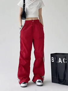 Fancy Fashion พร้อมส่งจากกทม ✨กางเกงขายาวสีดำ Cargo pant🌸กางเกงคาร์โก้เอวยางยืดอเนกประสงค์สไตล์อเมริกัน