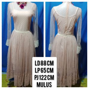 LONGDRESS GAUN PESTA TILE SET KREM 321