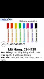 Bút lông bảng nhiều màu 1 vĩ 8 cây 8 màu. Dùng để thuyết trình đánh dấu ghi tiêu đề sản phẩm chính hãng Chosch.