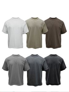 Summer New Heavyweight Washed Vintage Shoulder Drop American High Street Loose T-Shirt Short Sleeve Men Rest Versatile