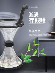 Large Gravity Rotation Cyclone Money Box Transparent Coin Storage Barrel Creative Gift Resin Material Resin Rotating Money Bank