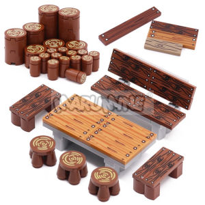 MARUMINE MOC Blocks Wooden Chair Set Builidng Bricks Wood Part 4769 98138 Compatible DIY Construction City Farm Jungle Forest