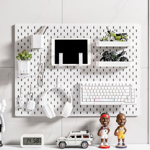 Extra Large Grid Wall Mounted Storage Rack Hole Board Accessories Universal Hanging Basket Storage Box No Drilling Required