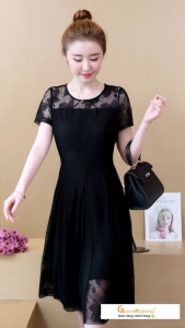 Váy đầm xòe ngắn tay thêu ren tinh tế GLV098 Cuocsongvang