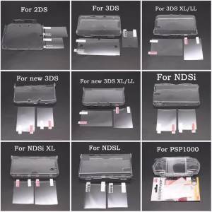 Plastic Clear Crystal Shell Skin Case Cover For New 2DS 3DS XL LL NDSL For DSi NDSi XL LL Screen Protective Film