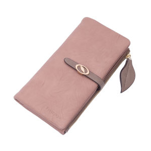 BYUELUN | Fashionable Leaf Pattern Soft Leather Long Wallet With Card Holder