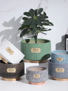 สไตล์นอร์ดิกกระถางดอกไม้ขนาดใหญ่พืชสีเขียวคอนเทนเนอร์วัสดุเซรามิคสําหรับห้องนั่งเล่นและพื้นที่พร้อมถาด