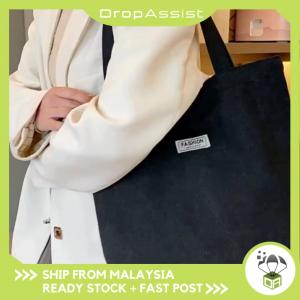 DROPASSIST 2256 Women Minimalist Canvas Shoulder Tote Bag Large Capacity Casual Handbag Beg Tangan