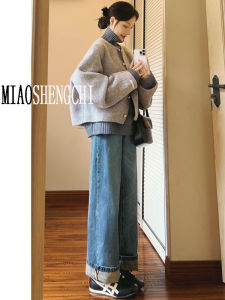 American Style Retro High Waist Skinny Straight Leg Jeans Womens Spring Autumn Long Length Floor Length Slimming Trousers