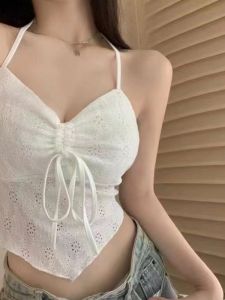 Áo Vest Không Tay Ôm Vừa Vặn Màu Trơn Hở Lưng Cho Nữ Áo Chui Đầu Cổ Tròn Dài Vừa Phải Bằng Vải Dệt Kim Mùa Hè 2025