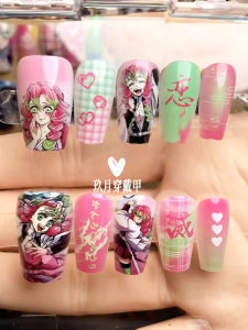 Anime Themed Wearable Nail Art Strips with Sealant Finish Malon Temple Mirei Design Full Set of Nail Patches for Instant Manicure