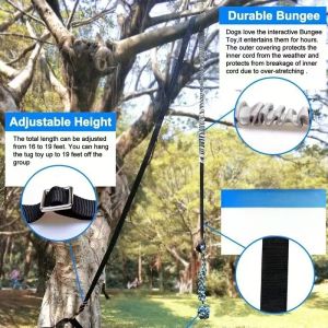 Outdoor Bungee Tug Toy Dog Toy Hanging from Tree for Small to Large Dogs Interactive Exercise Play Cord & Tether with Chew Rop