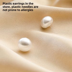 Fashionable Pearl Resin Earrings Half-Circle Silicone Ear Studs Allergy-Free Ear Jewelry Ear Cuffs for Women Korean Style