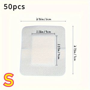 50pcs Large Size Hypoallergenic Non-woven Medical Adhesive Wound Dressing Band Aid Bandage Large Wound First Aid 6*7cm