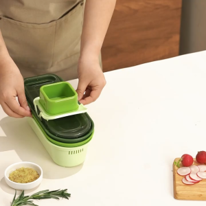 6 Pisau 3 Keranjang Pemotong Kentang Ulir Multifungsi untuk Dapur Pengiris Sayuran Parut Bawang Slice