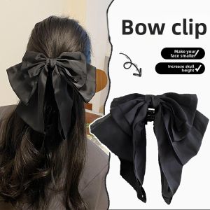 French Elegance Large Size Butterfly Knot Satin Hair Clip Womens Back of Head Scrunchie Hair Clip Hair Accessories Hairpin
